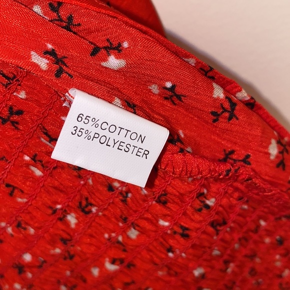 Red Floral Large Off The Shoulder Red Mini Dress - Picture 15 of 15